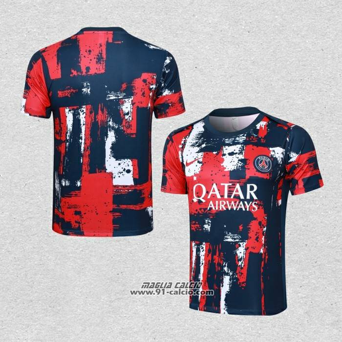 Maglia Allenamento Paris Saint-Germain 2024-2025 Blu e Rosso